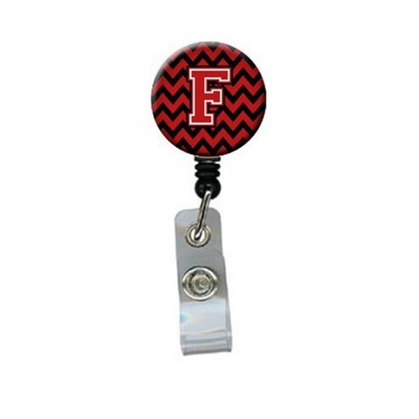 Carolines Treasures Letter F Chevron Black and Red Retractable Badge Reel CJ1047-FBR